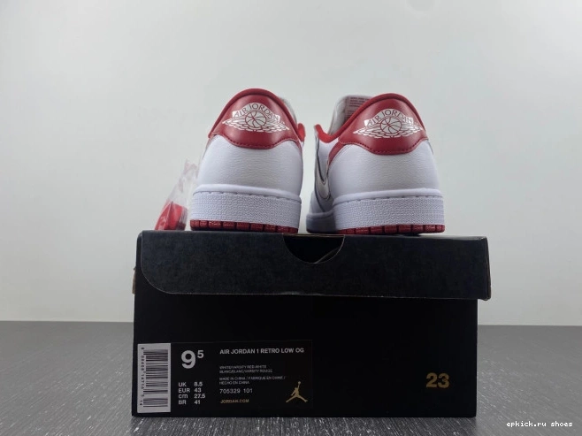 Rep Jordan Low 1 705329-101 White Retro Red Varsity 0821